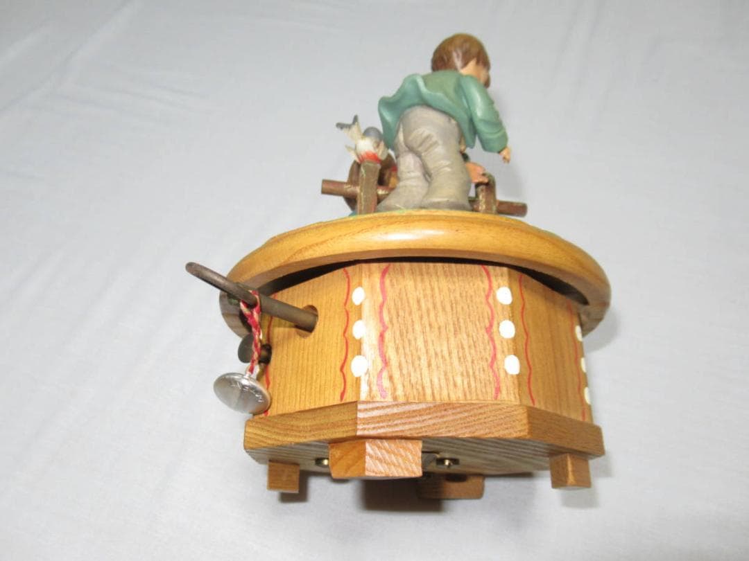 美品希少 1960年代 スイス製◆トーレンス社 木製オルゴール 牧場の少年と少女