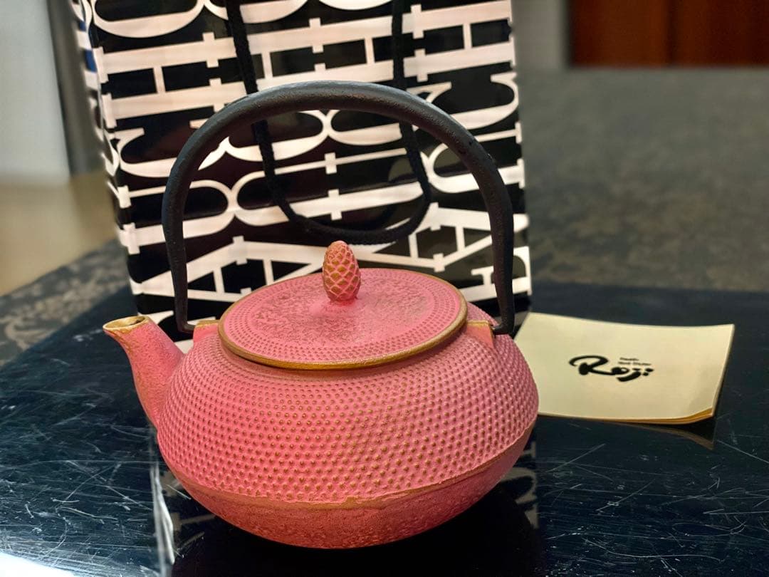 鉄瓶　フォション鉄瓶　ピンク急須