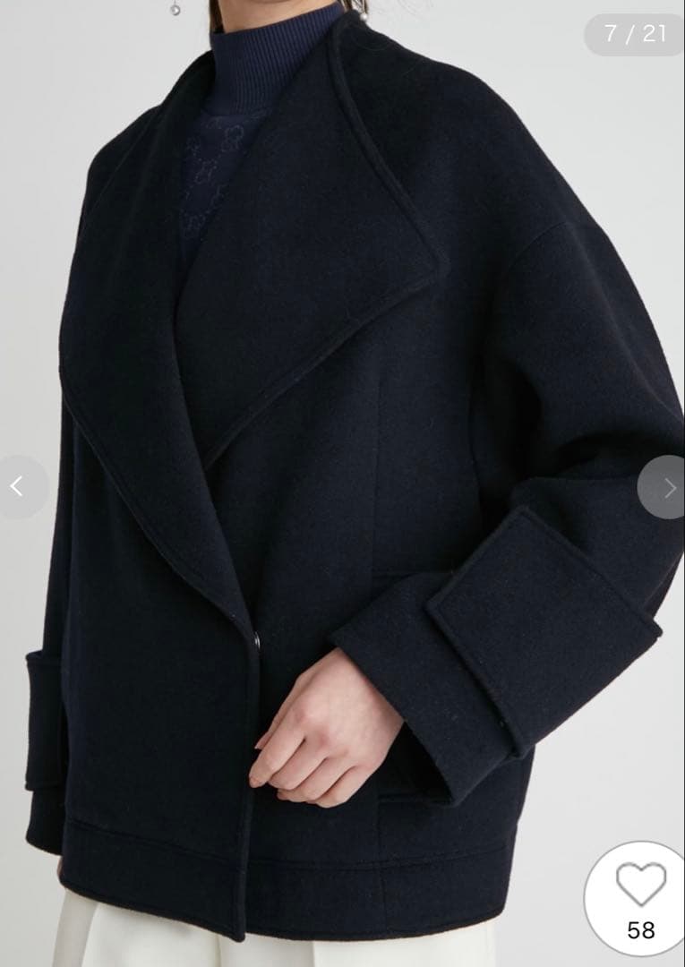 新品未使用☆即完売 定番人気 CELFORD ウールショートコート ネイビー