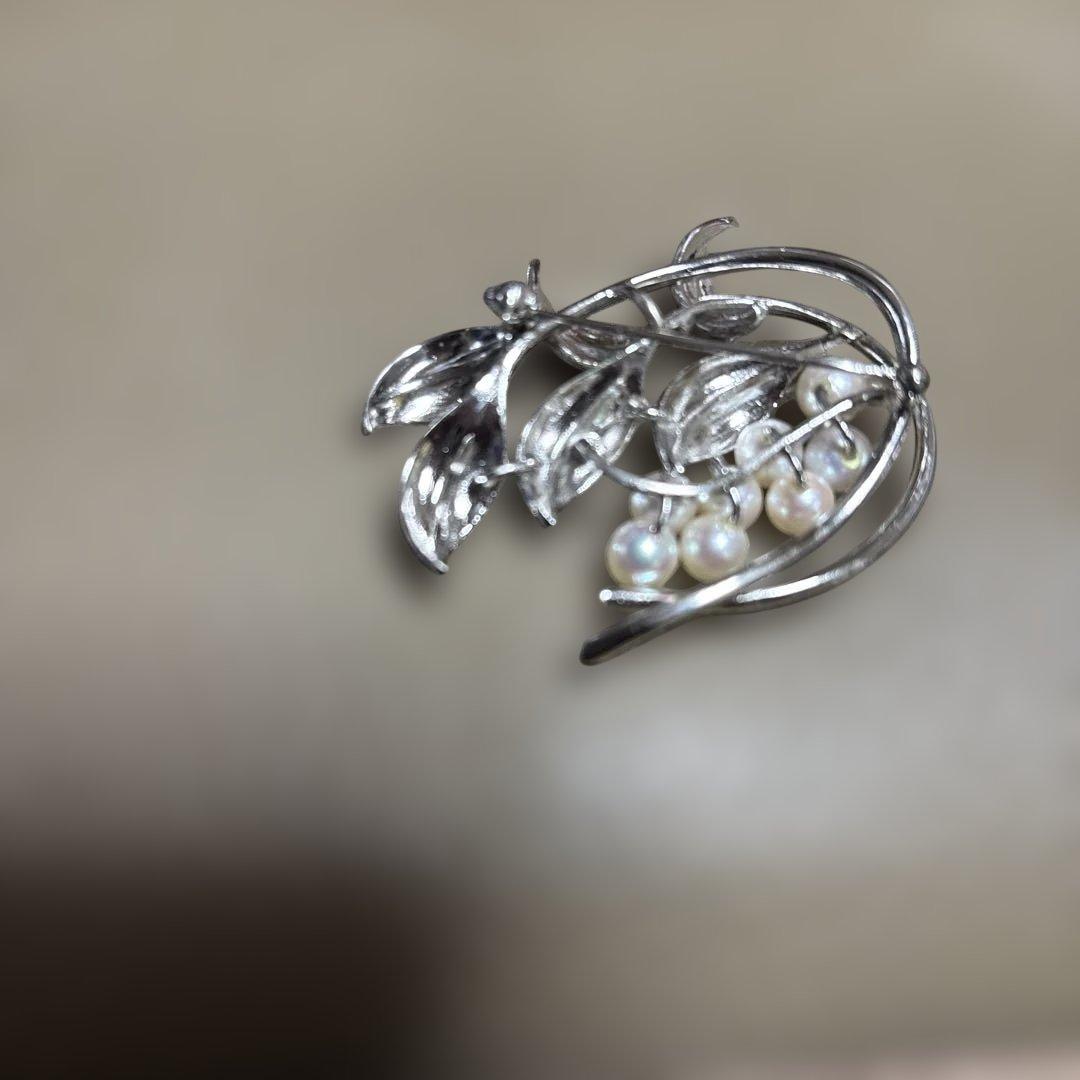 ミキモト真珠島天然真珠　銀製ブローチ