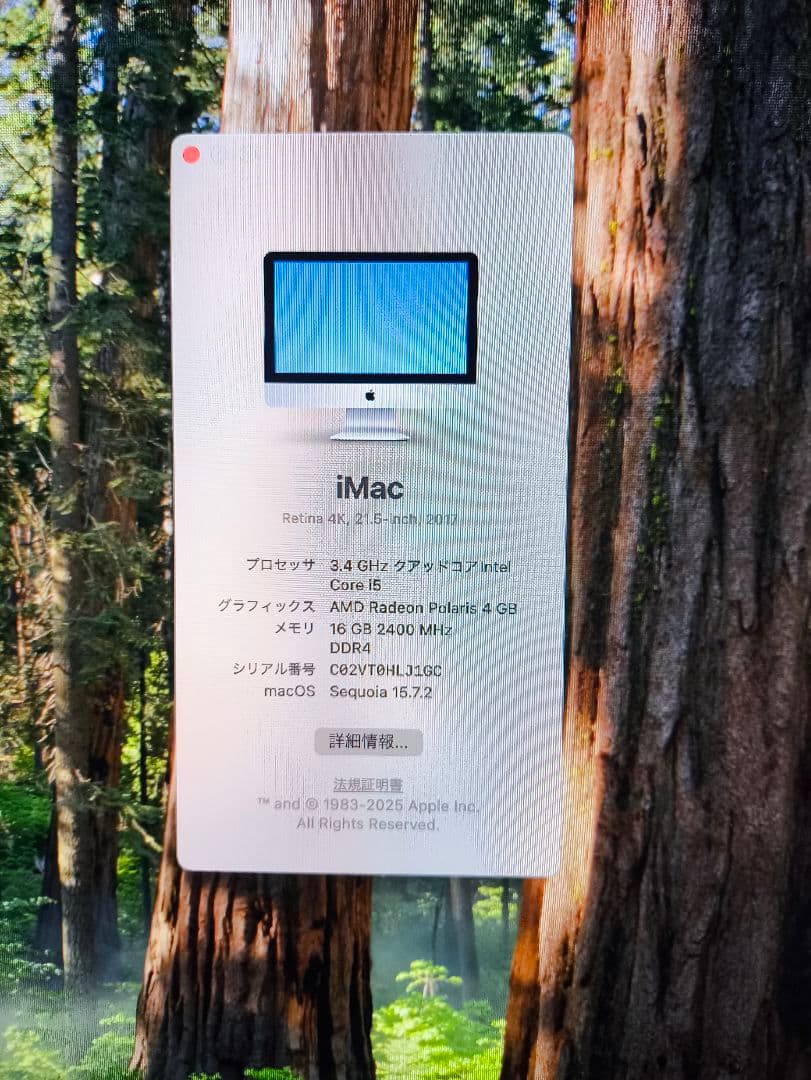 iMac 2017 4K 21.5インチ i5 16GB AMD4GB