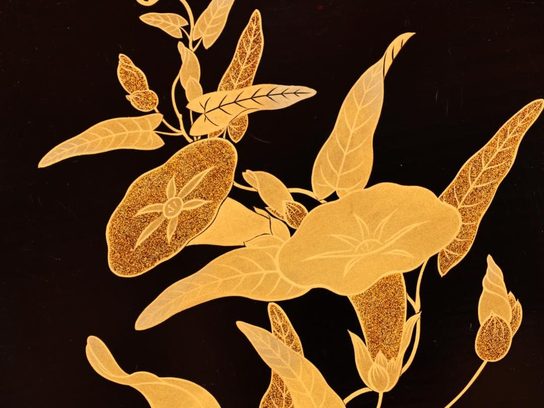 BJ417 時代輪島塗 図替草花金蒔絵 四客 吸物盆 菓子盆 丸盆 大聖寺 梨地