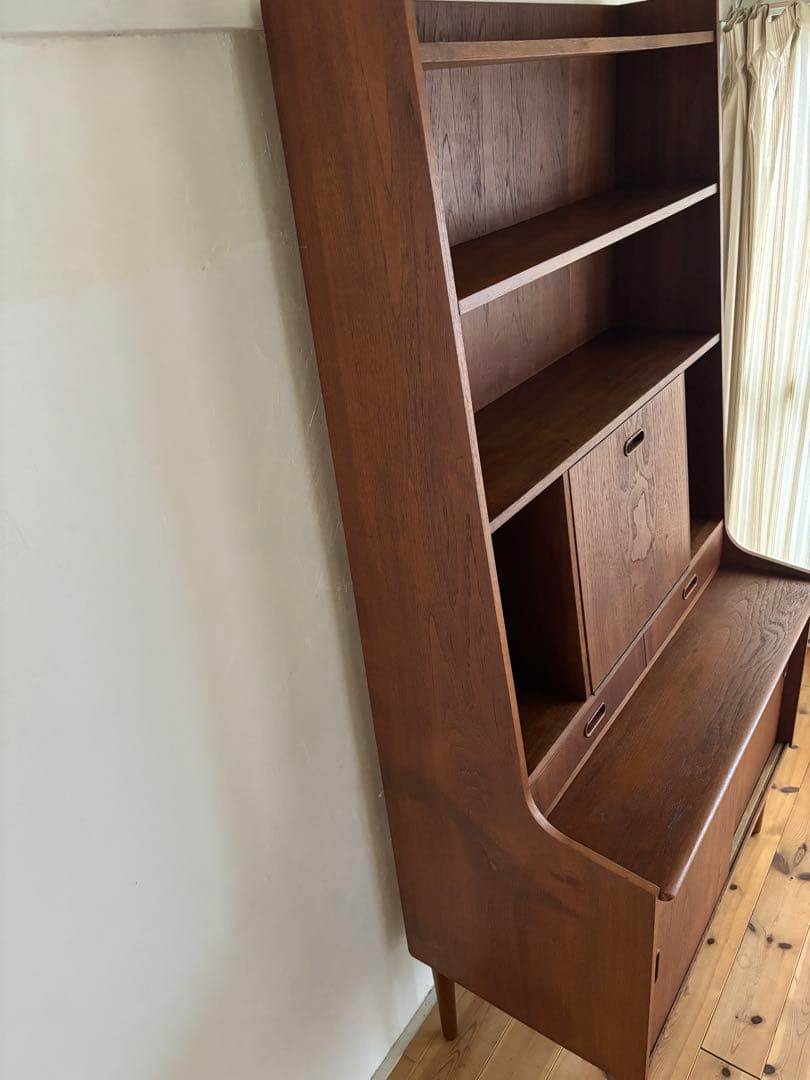 北欧ヴィンテージ　デンマーク　チーク　シェルフライティングビューロー