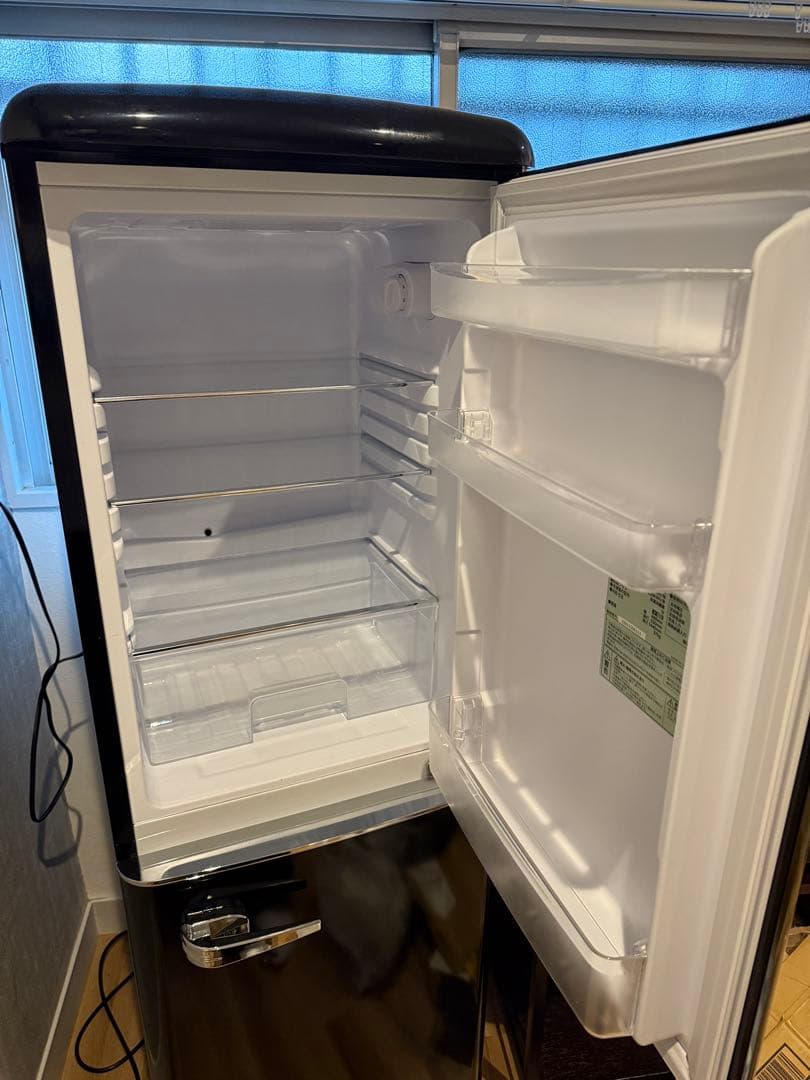 まるもる-レトロ風　冷蔵庫 PRR-142D-B ブラック 130L