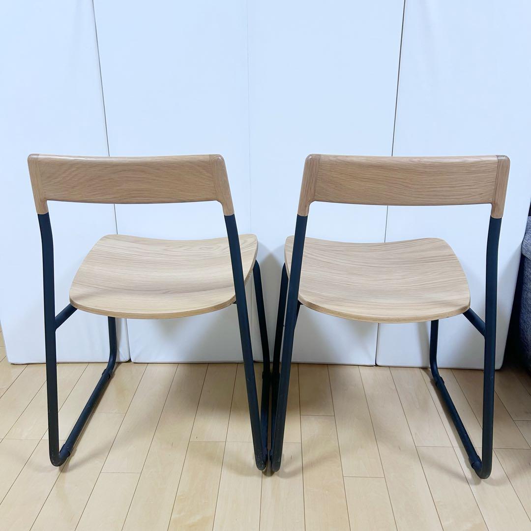 北欧　モリヨシ　Flo POKKYCHAR ナラ材　ナチュラルブラック2脚セット