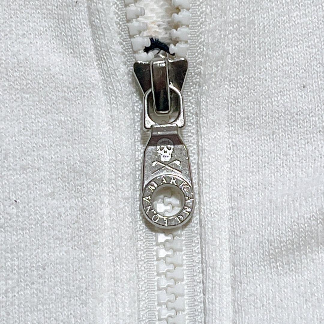 現行 MARK & LONA ホワイトパーカー フーディー S ドクロ