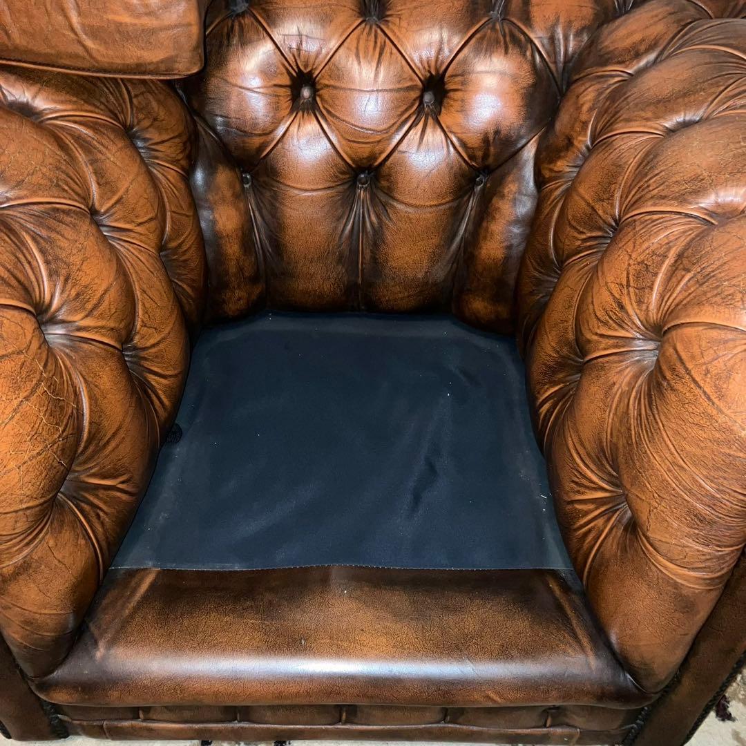チェスターフィールド本革ソファ1人掛け英国調アンティーク