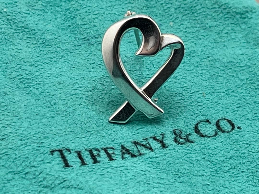 h291 美品　ティファニー　ラビングハート　ブローチ　シルバー　925
