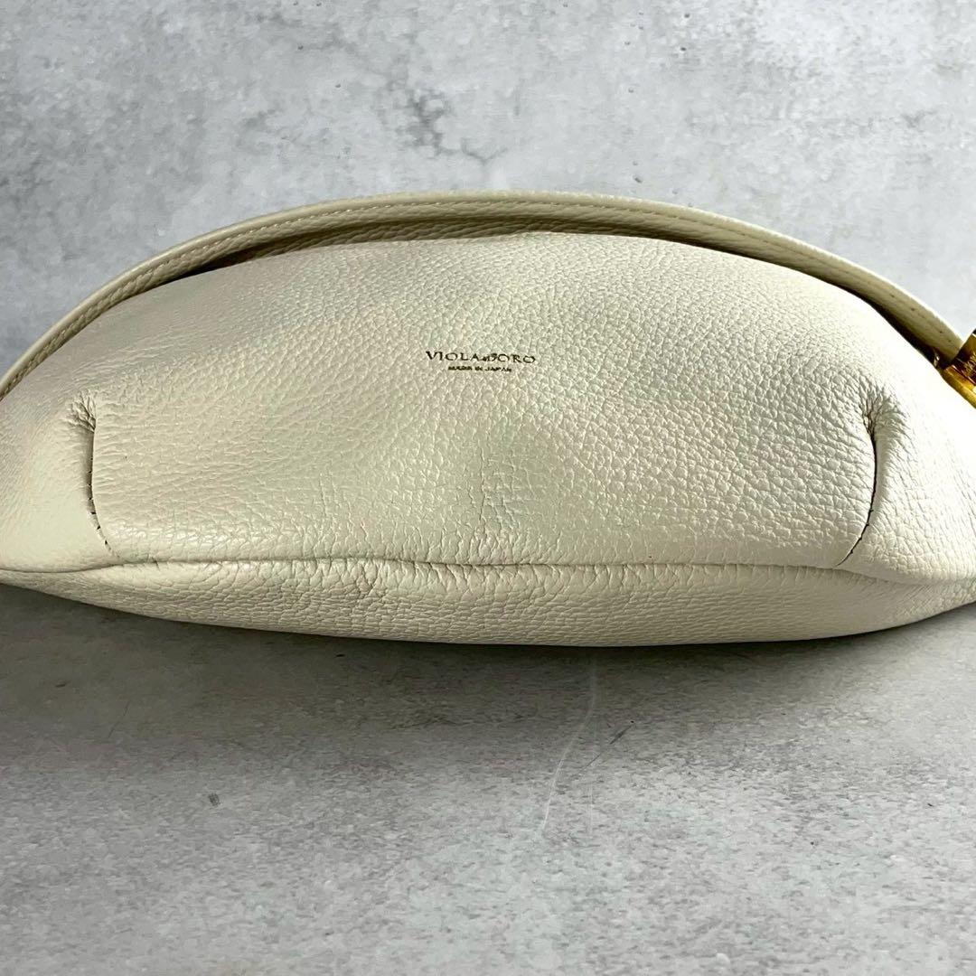【極美品】ヴィオラドーロ ボディバッグ シボ革 ゴールド金具 金文字ロゴ 保存袋