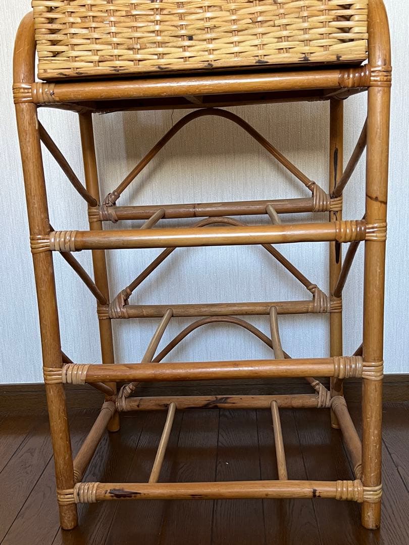 ラタンランドリー　3段チェスト　籐製品　バスケット　ラタンの3段チェスト