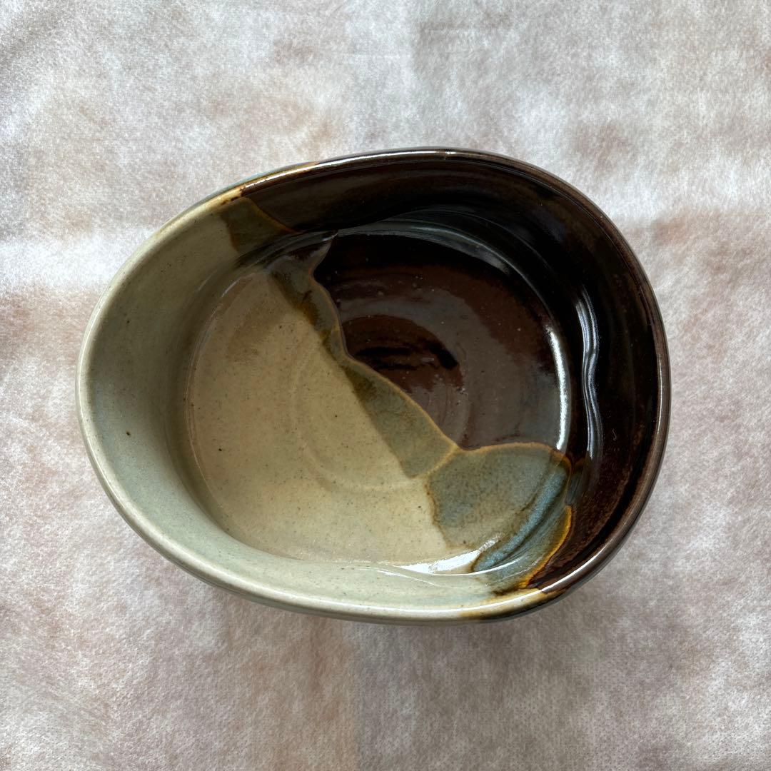 茶道具　茶碗　膳所焼　沓形　変形 陽炎園