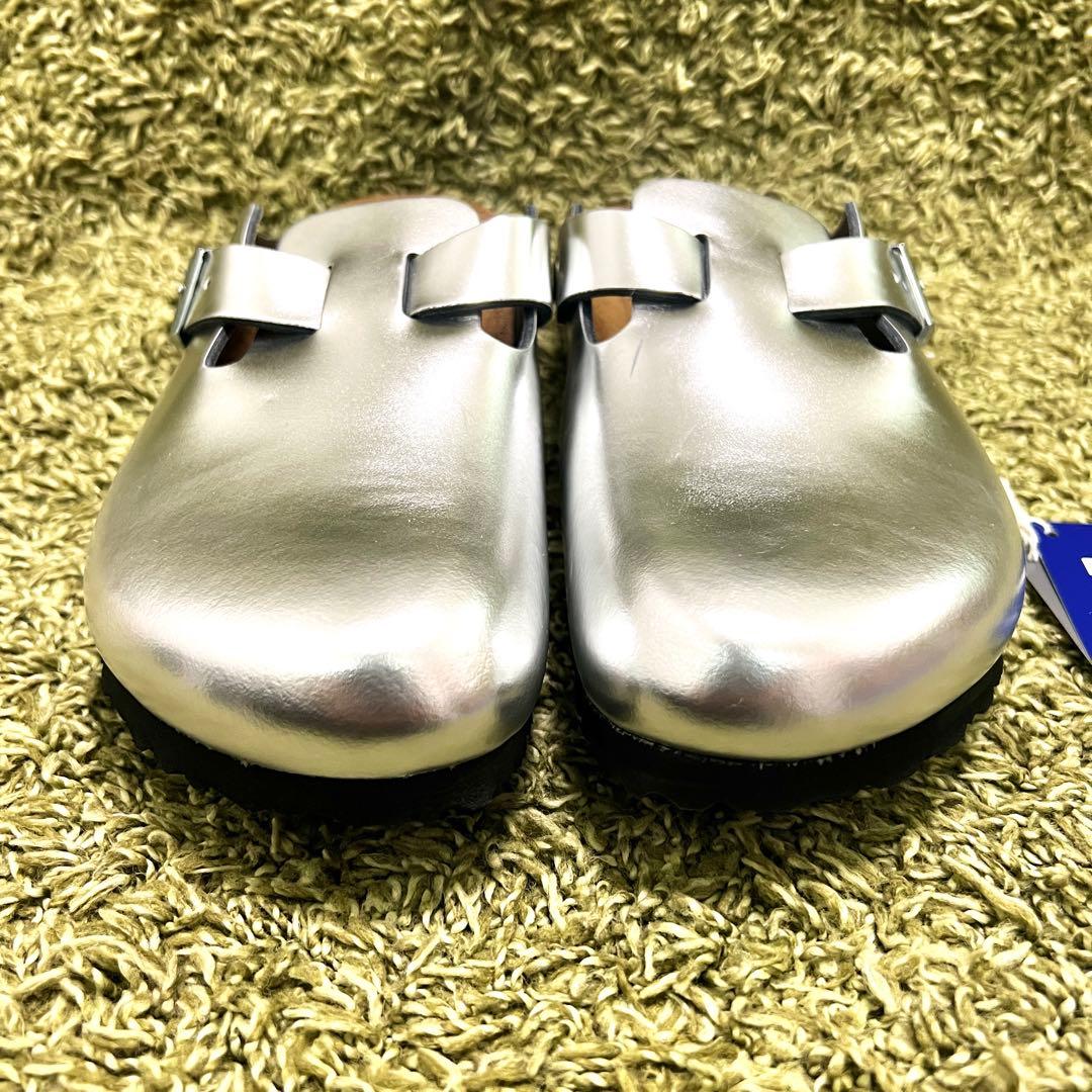 新品　希少カラー　ビルケンシュトック ボストン　サボ　サンダル　シルバー　25