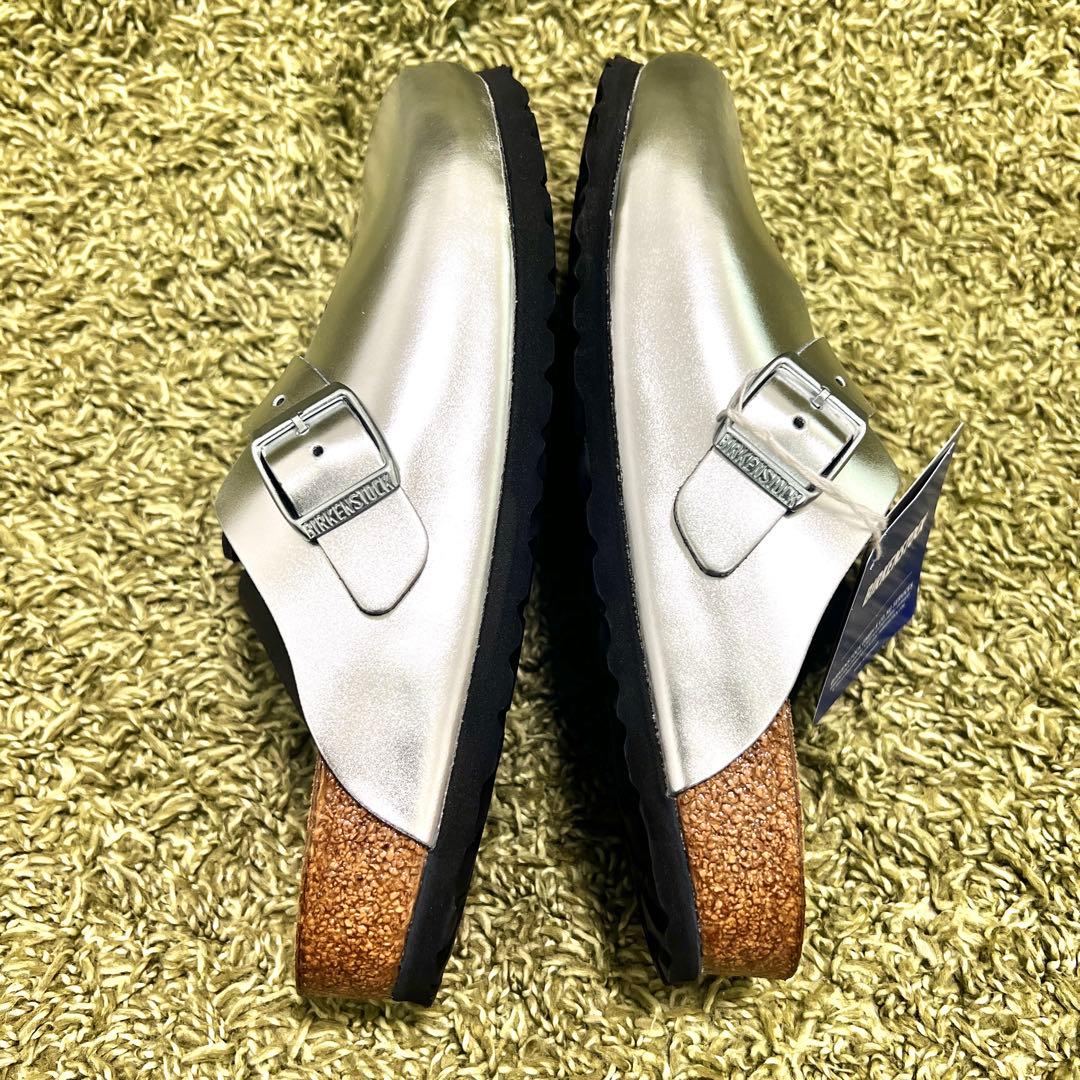 新品　希少カラー　ビルケンシュトック ボストン　サボ　サンダル　シルバー　25