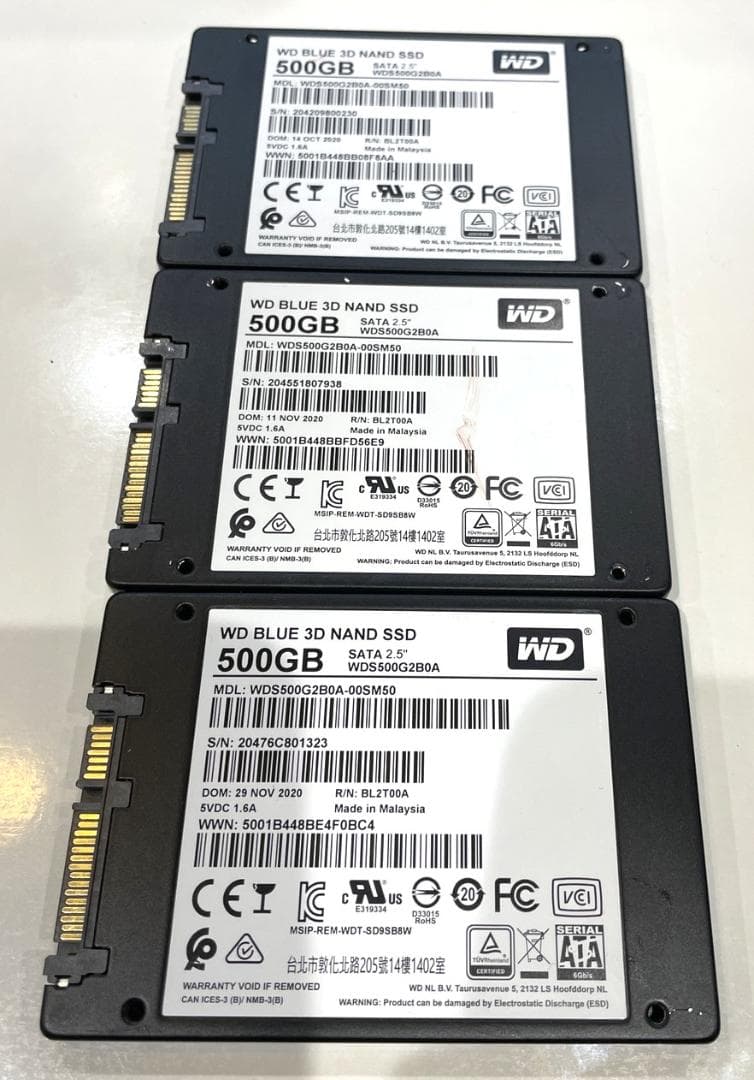 WD Blue 500GB SATA SSD 3枚
