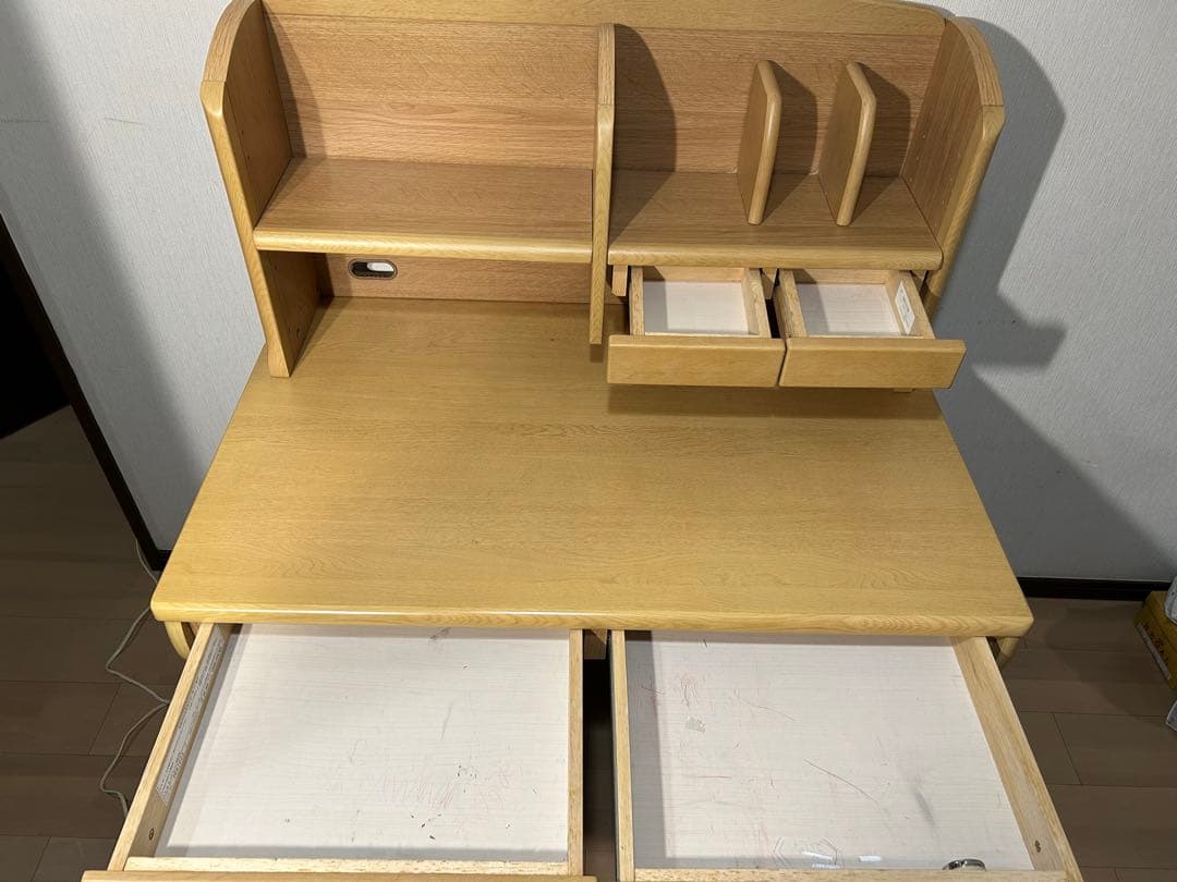 【送料無料】ナチュラルウッド 学習机 収納付き
