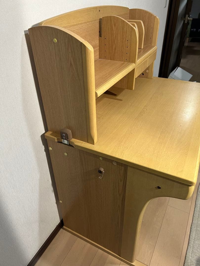 【送料無料】ナチュラルウッド 学習机 収納付き