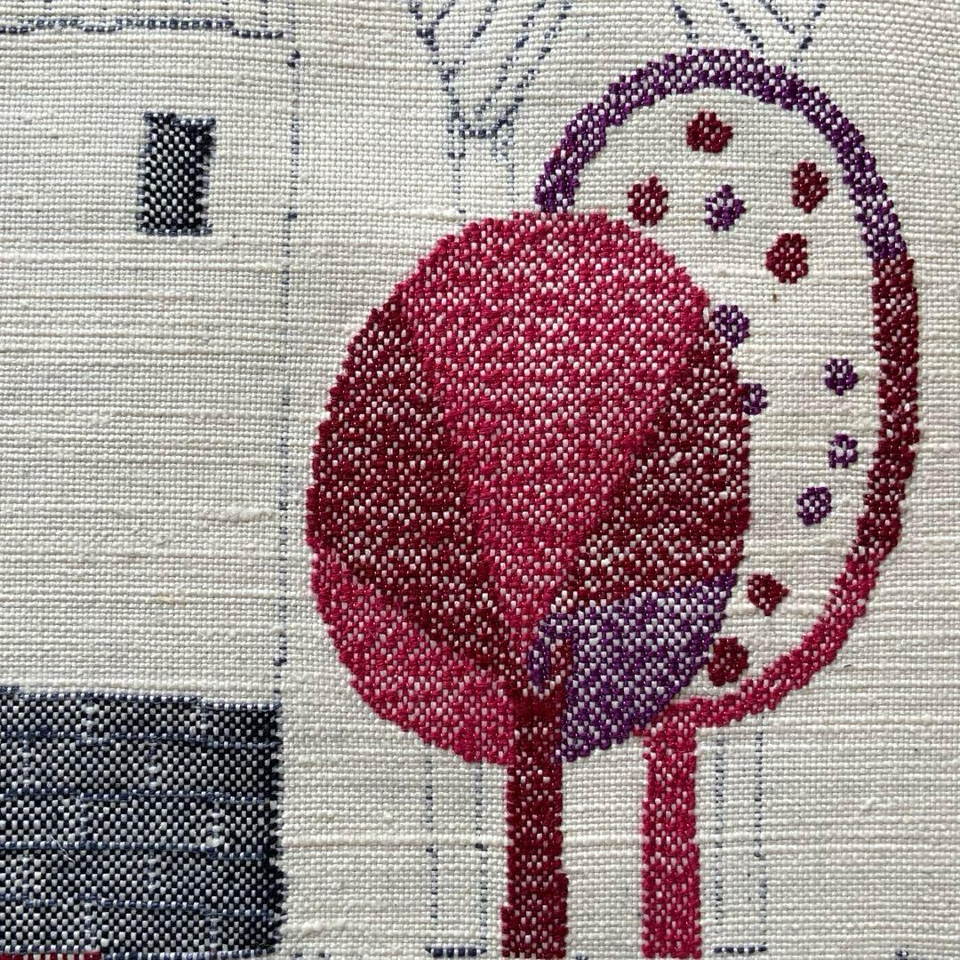 紬帯 メルヘンな風景 リメイク 山葡萄ハンドルバッグ