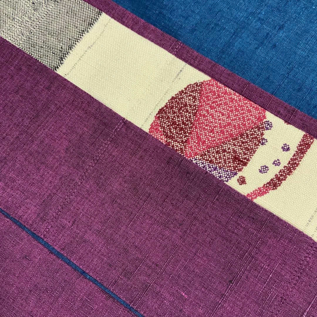 紬帯 メルヘンな風景 リメイク 山葡萄ハンドルバッグ