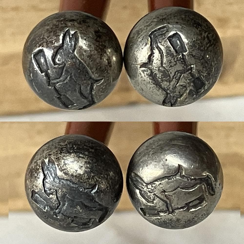 F1363 大阪 尚美堂 月兎 銅製 火箸 一対 ウサギ 兎 うさぎ 茶道具