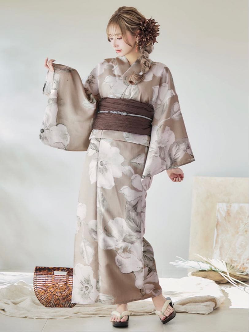 Sugar 浴衣＋帯 2点セット ベージュ地