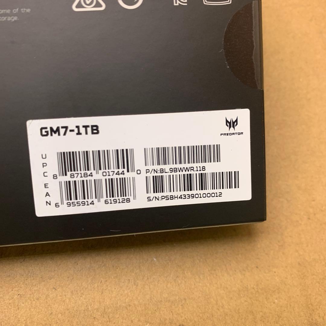 内蔵型SSD Acer Predator SSD PCIe Gen4x4 M.2 GM7