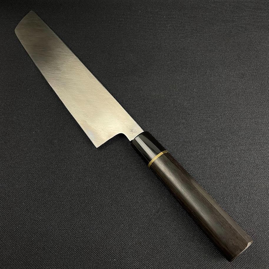 ほぼ未使用●丸越産業 鱧切り包丁● 本焼き 鏡面仕上げ 黒檀柄 白木鞘 合金鋼