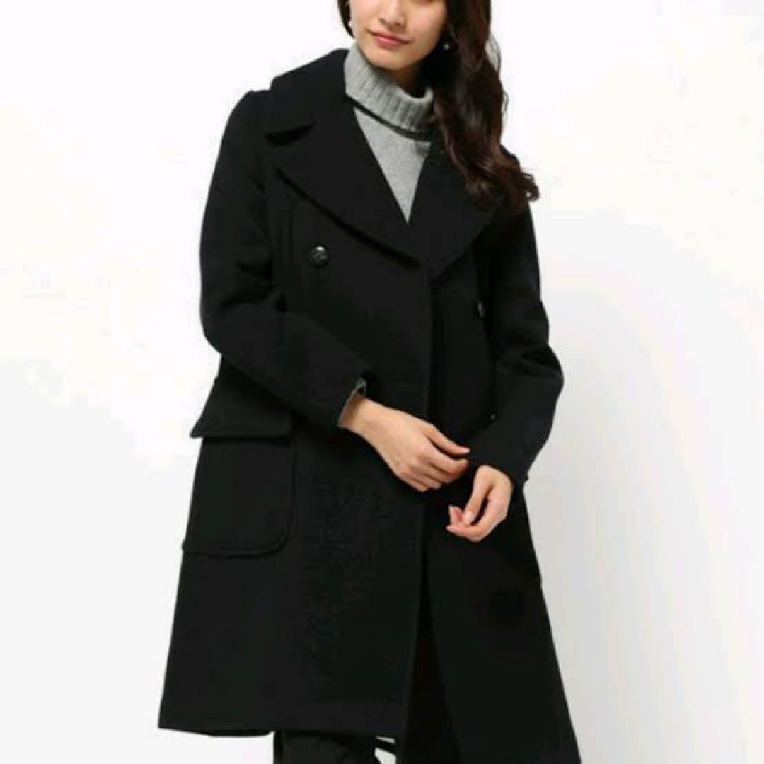 イエナ IENA キャバリーメルトンロングPコート アウター ピーコート 黒