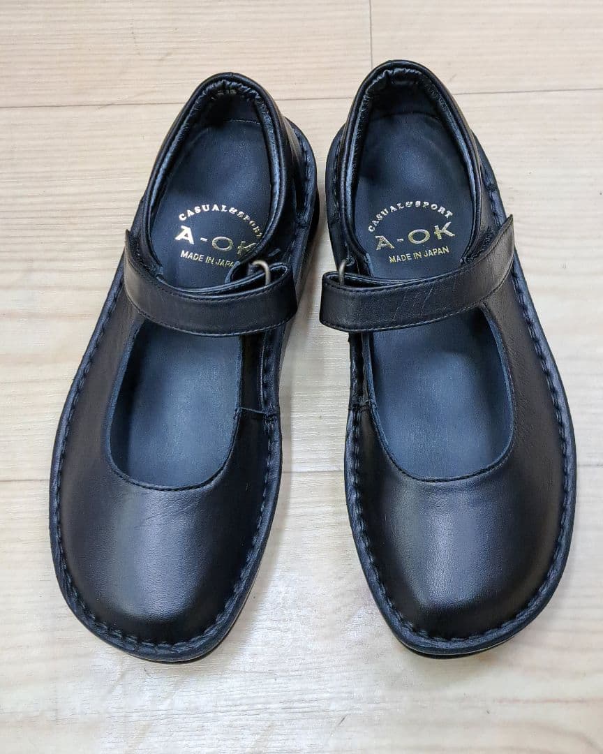 セール◆A-OK◆ベルクロコンフォートシューズ　クロ　22cm