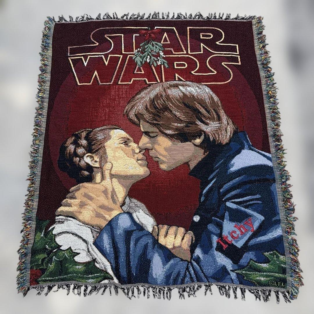 スターウォーズ　ハンソロ　レイア姫　ブランケット　ラグ　144x120