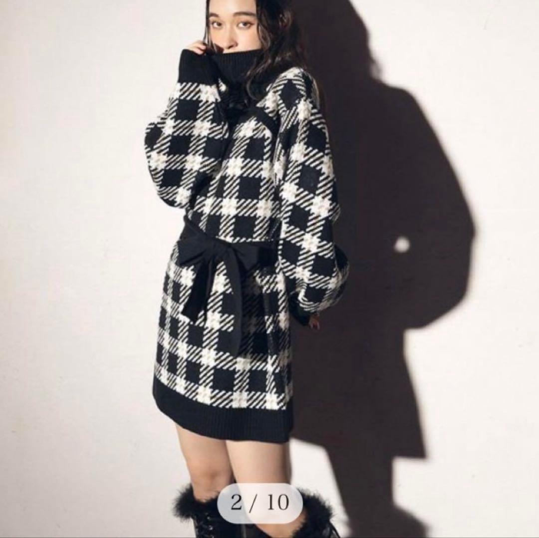 bubbles オープンネックニットワンピース ブラック