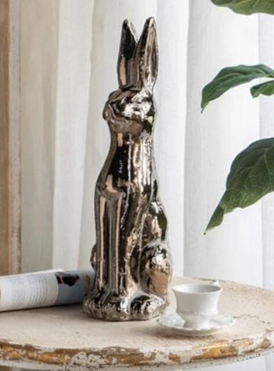ウサギ 兎 置物 オブジェ シルバー モダン ラグジュアリー 85661RB