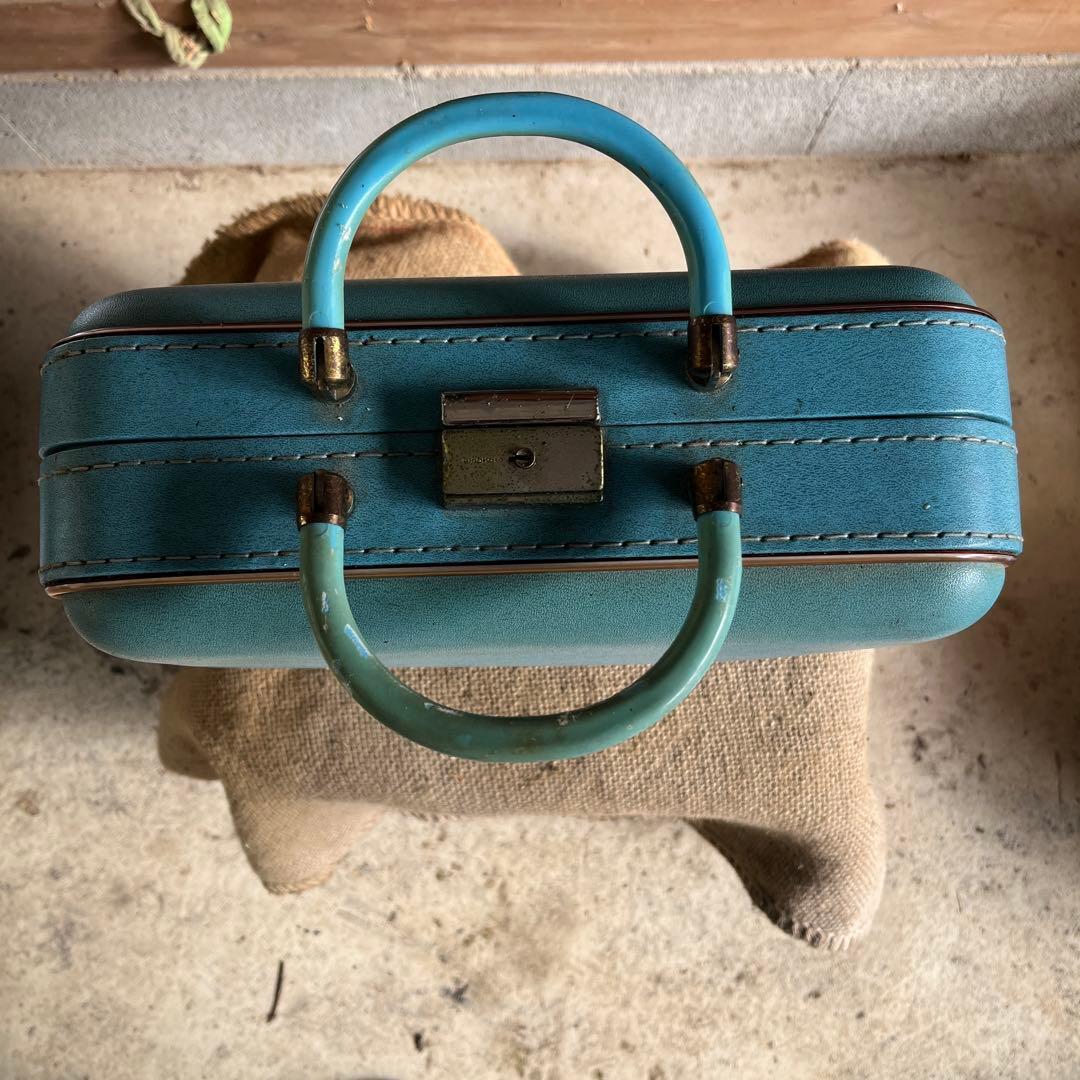 昭和レトロ　日乃本帆布　水色のトランク