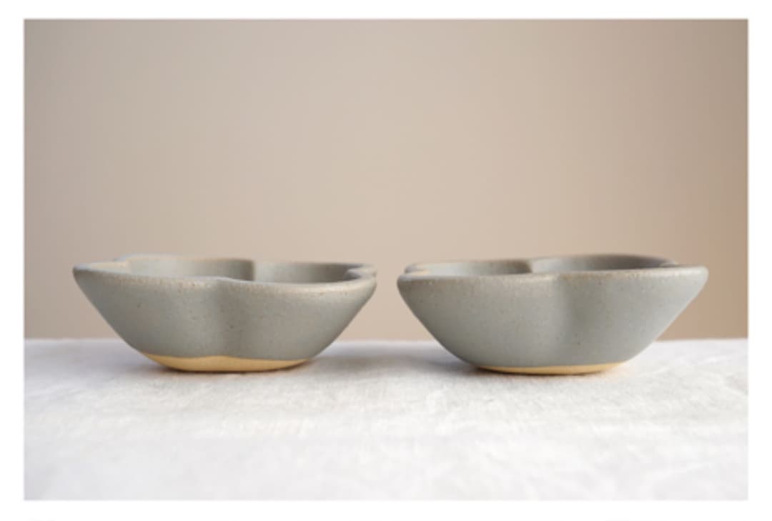 未使用　よしざわ窯　花豆鉢　小鉢　グレー　4客 セット