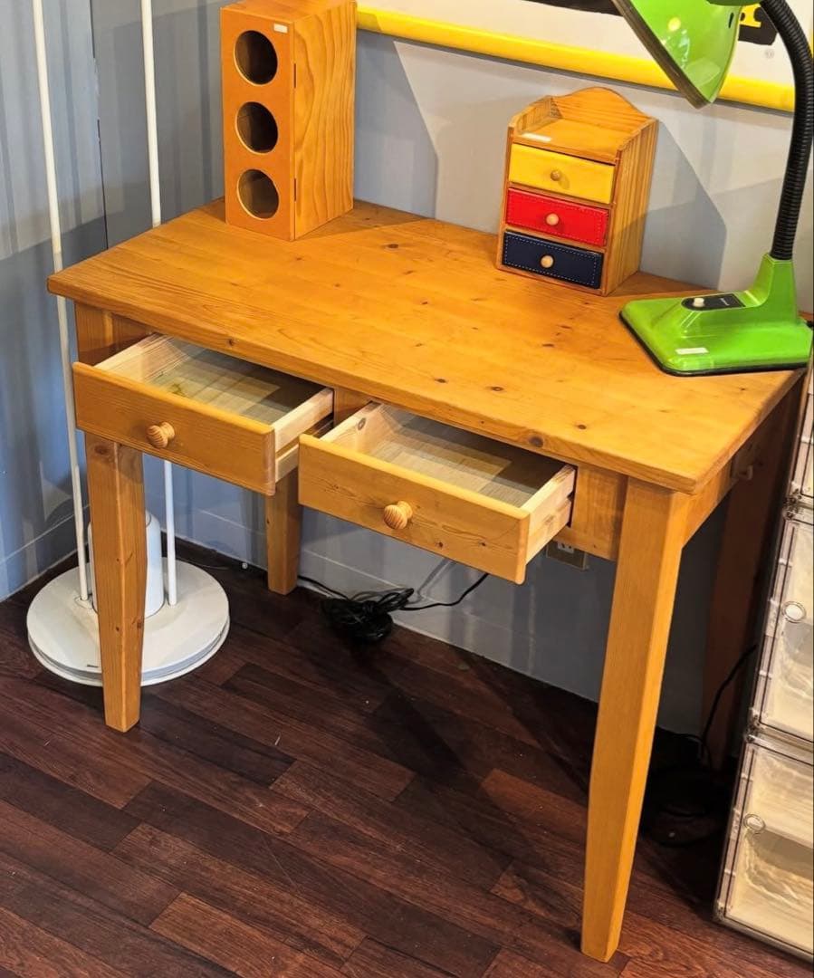 ナチュラルウッドデスク 2ヶ所引き出し