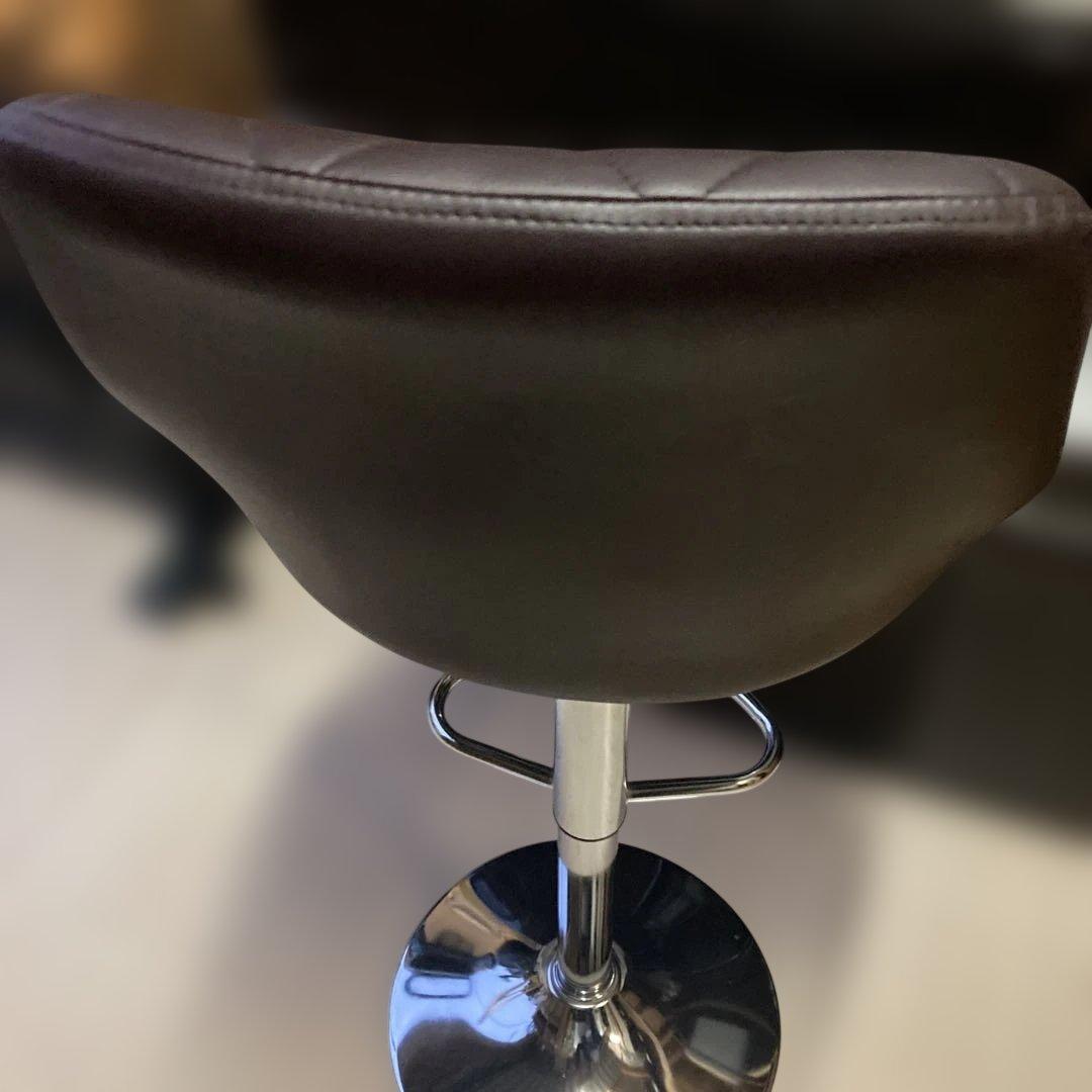 【レトロ】回転式 カウンターチェア レザー調　高さ調整可能