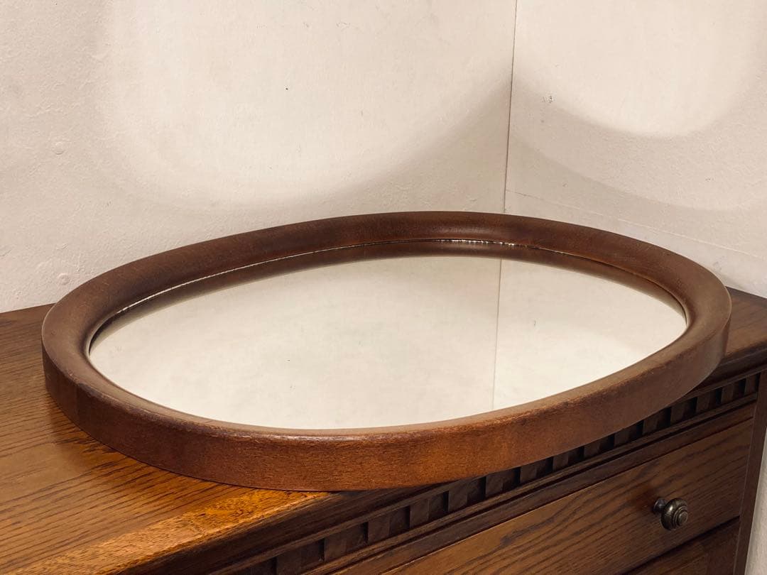 秋田木工 柳宗理 ウォールミラー 小判型 古代色 昭和レトロ ジャパニーズモダン