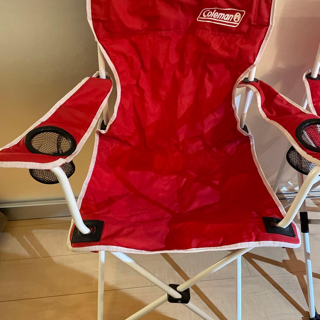 収納袋あり！Coleman 折りたたみアウトドアチェア 赤　セット