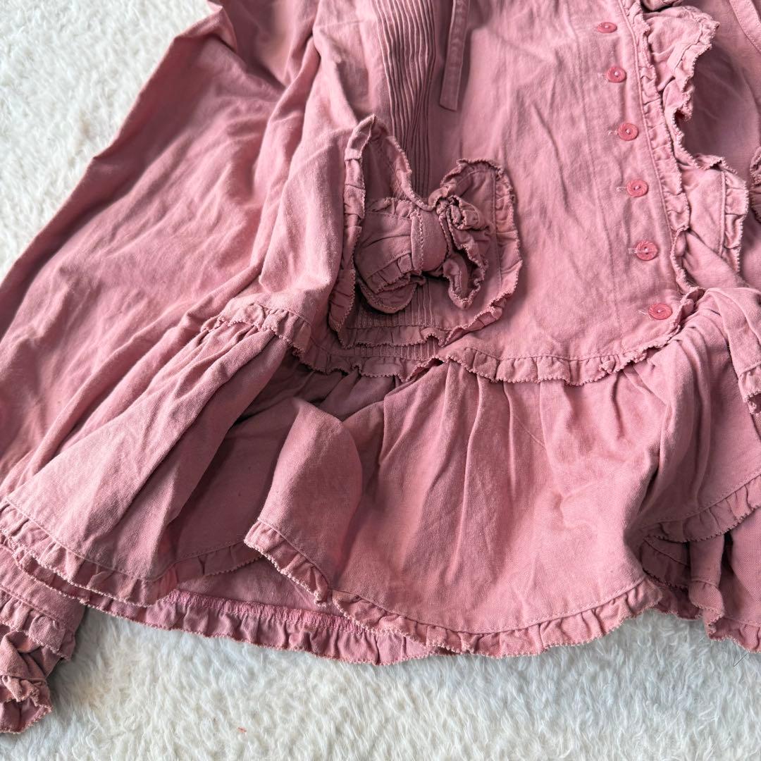 ピンクハウス ピコフリル ピンタック ブラウス りぼん ガーリー 綿 洗える