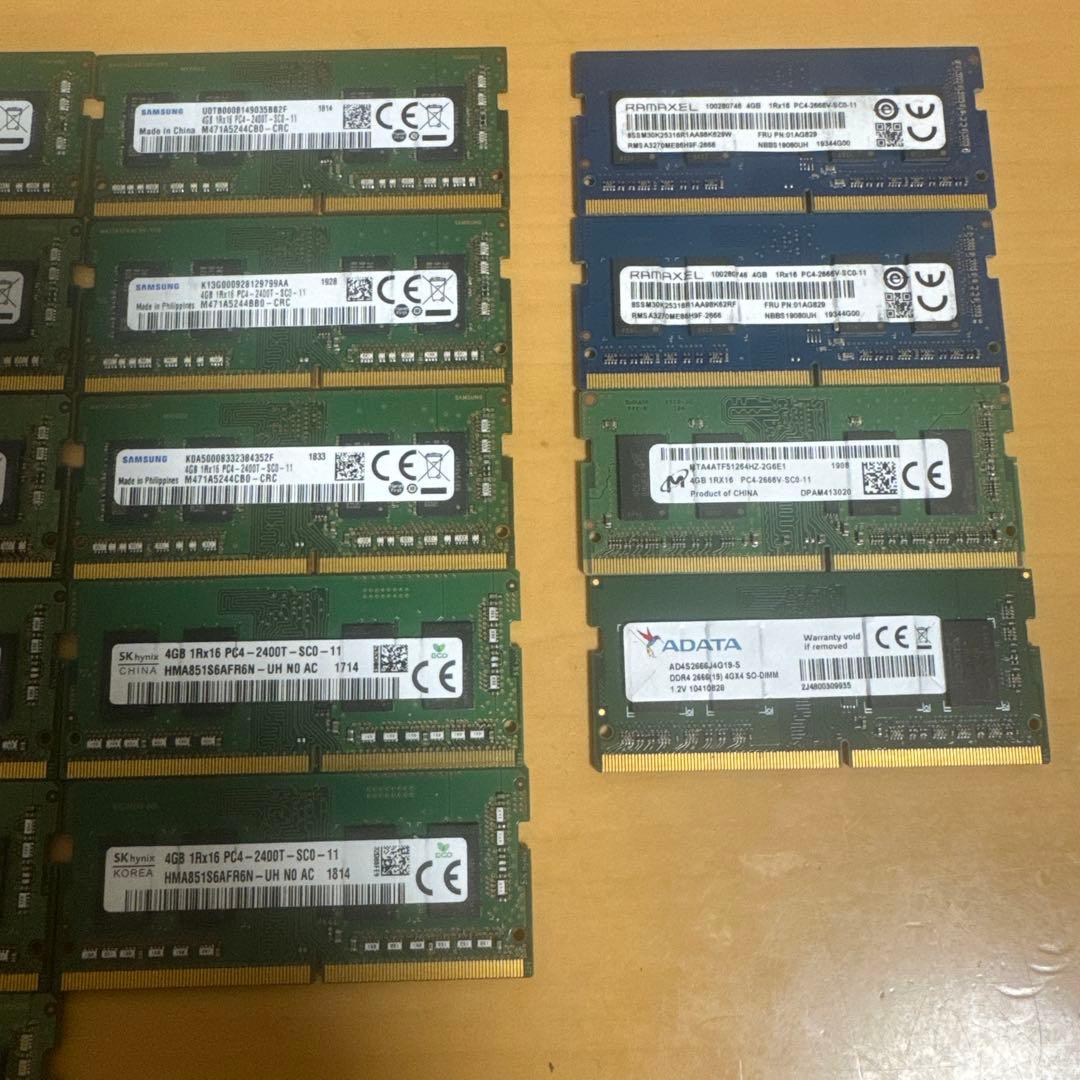 各社4GB DDR4 ノート用メモリー（20枚セット）