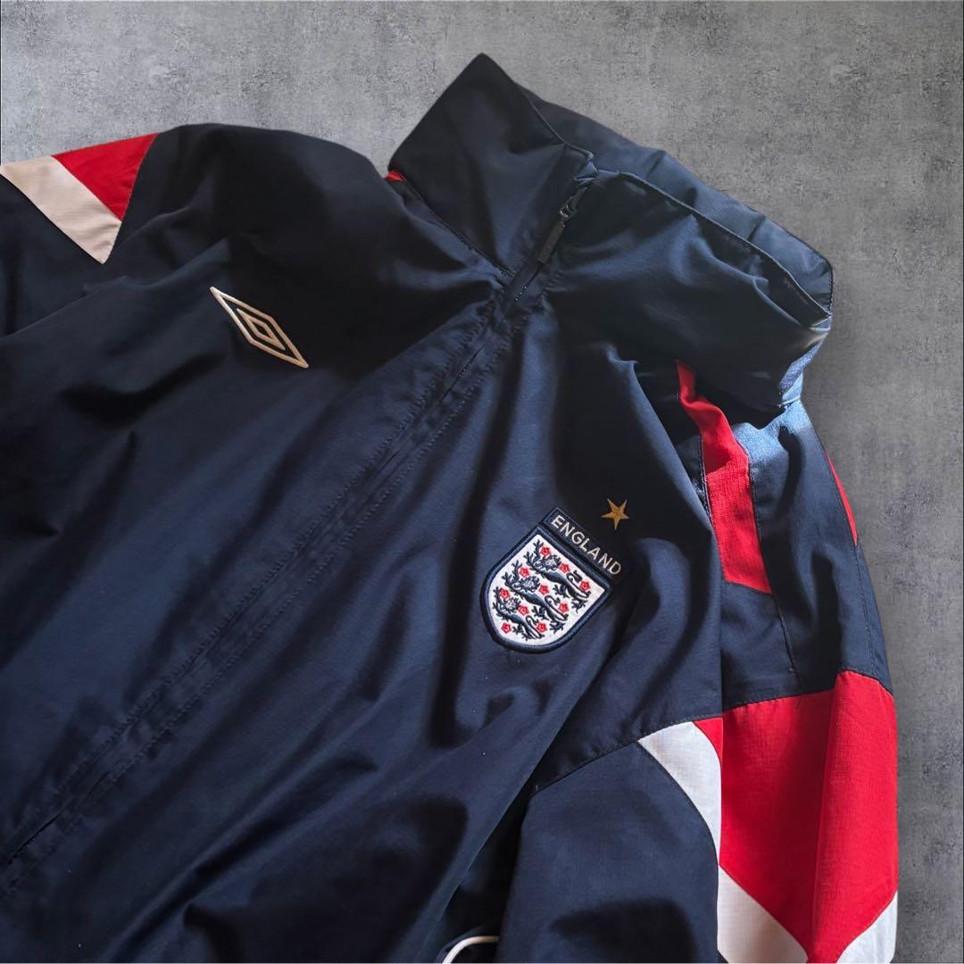 【O22】UMBRO×イングランド代表刺繍ナイロンジャケットLネイビー×赤×白