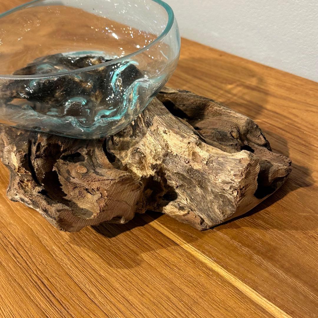 バリ島流木ガラス　w26×d18×h11cm 水槽　アクアリウムメダカ水槽805