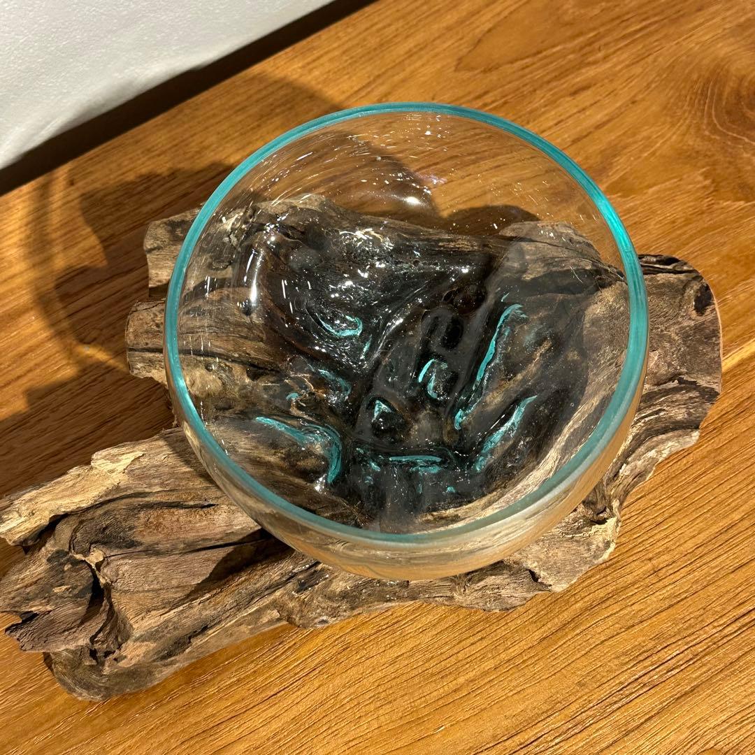 バリ島流木ガラス　w26×d18×h11cm 水槽　アクアリウムメダカ水槽805