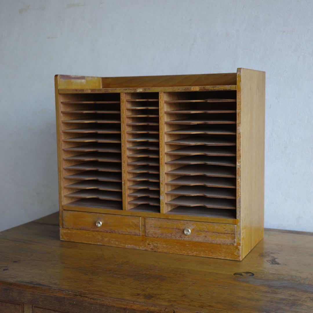 古家具　古いレトロなカルテ棚　レターラック