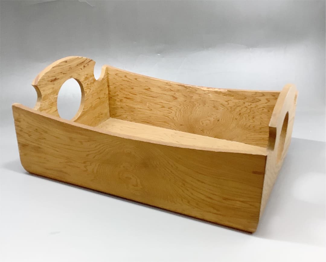 【茶道具】屋久杉鞍形莨盆 田原一斎作