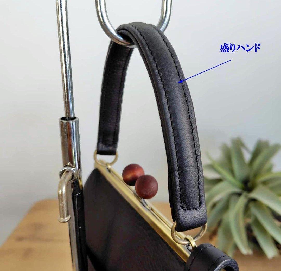 【専用】/フォレストタイルグレイ/木玉がま口革ブラック