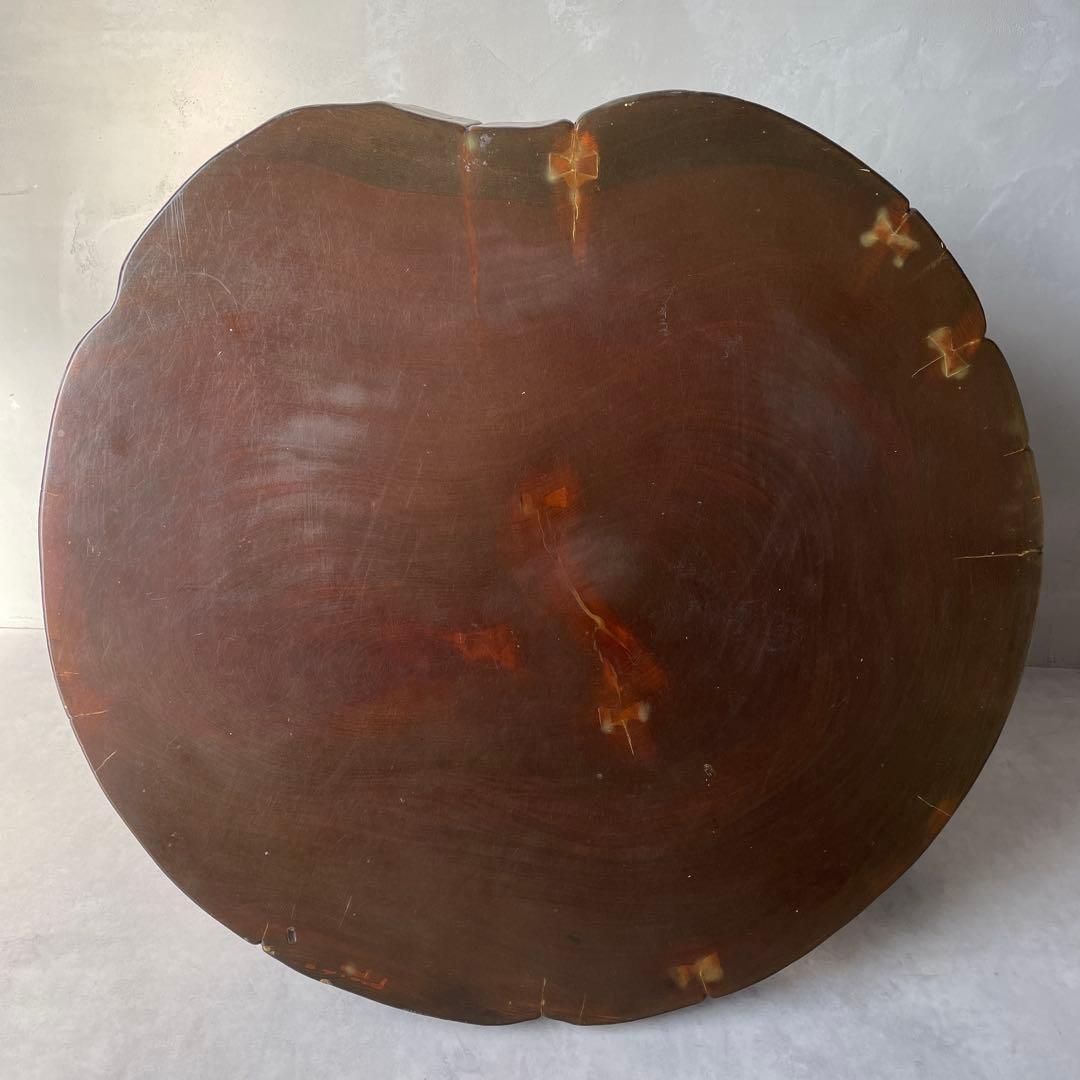 欅? 一枚板 銘木 楔打ほぞ 木製 ローテーブル ちゃぶ台