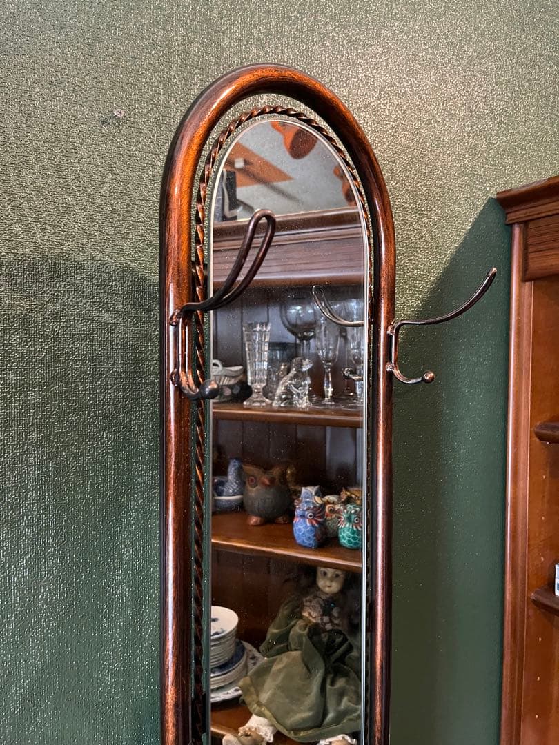 蘭世＊アイアン 傘立て ミラー 全身鏡 ローズ 薔薇 アンティーク