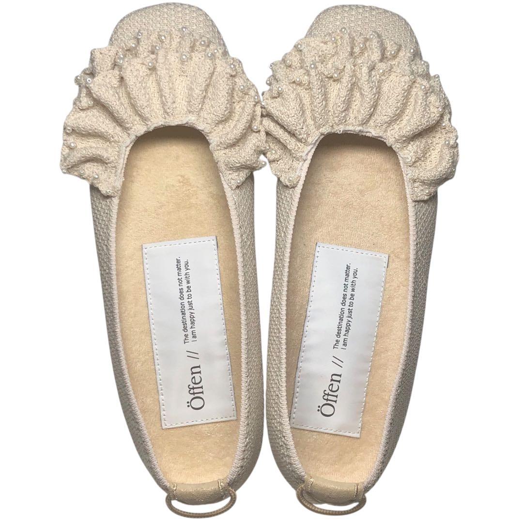 極美品 Offen オッフェン square-SHELL フラットパンプス