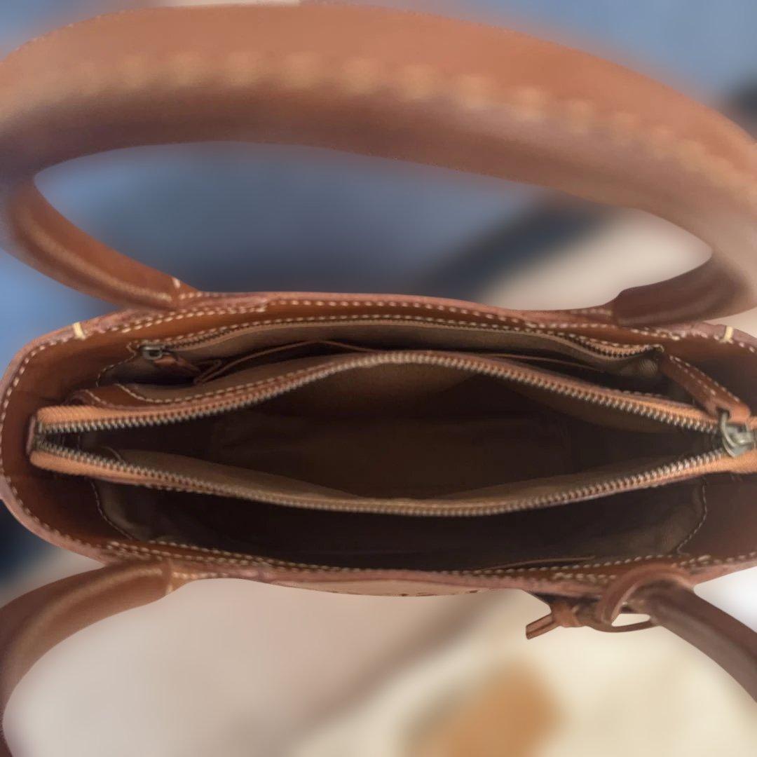 【未使用に近い】genten カットワークハンドバッグ