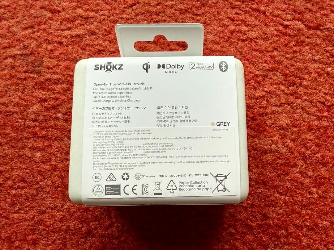 SHOKZ OPEN DOTS ONE ワイヤレスイヤフォン グレー